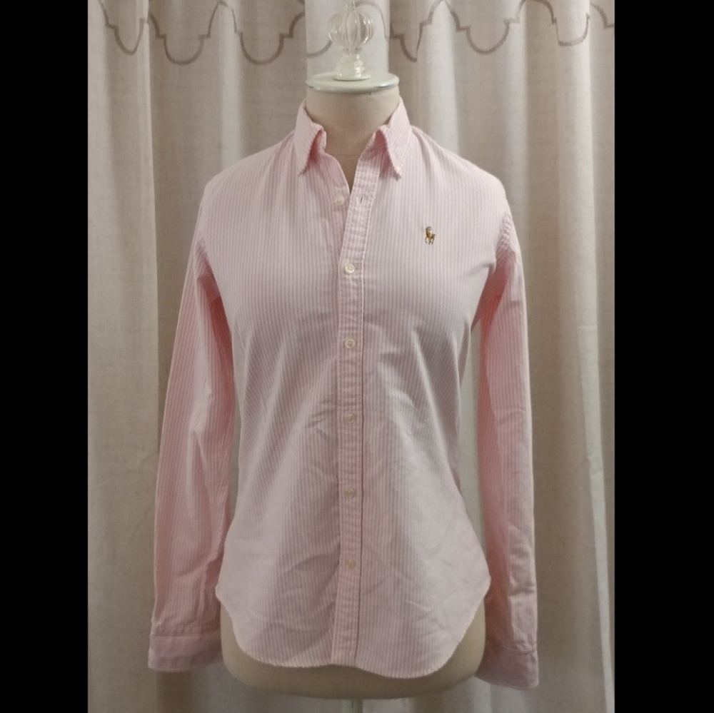 *Sold* Pink & white pinstriped Polo oxford.